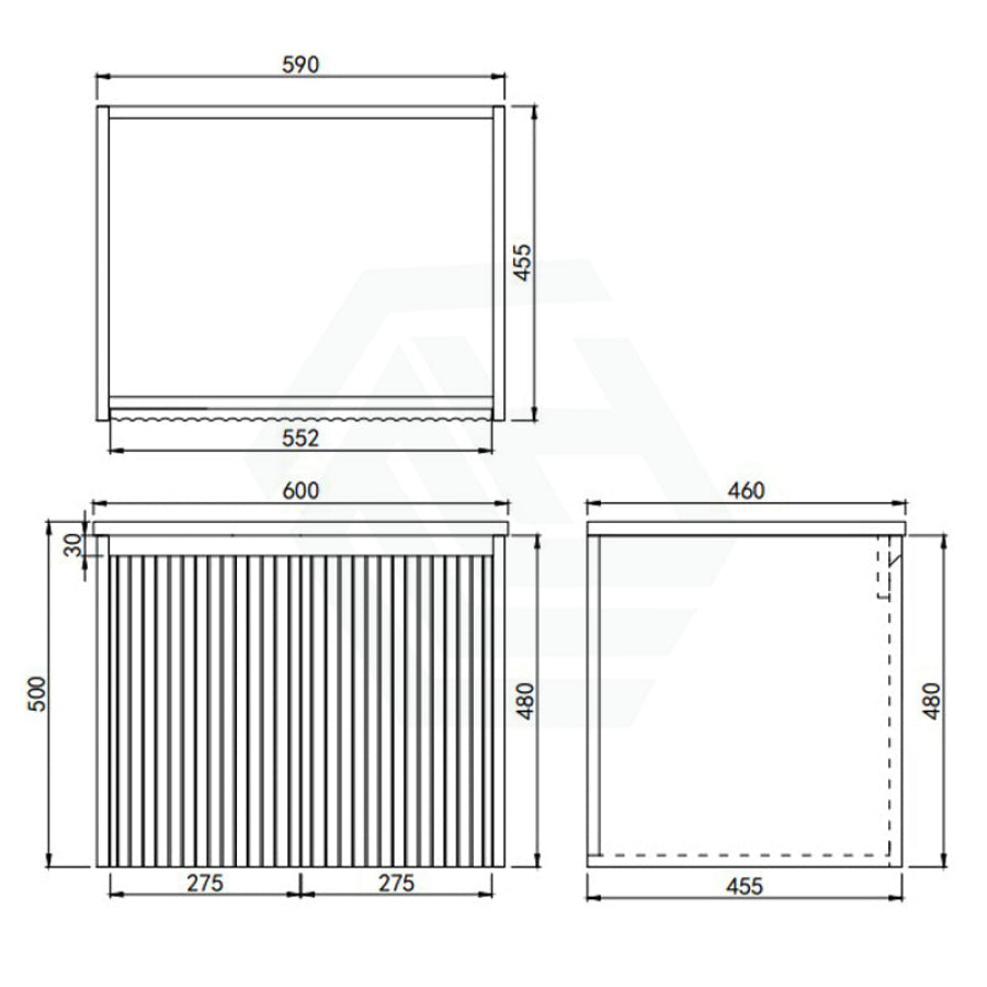 600-1500mm Lukka Crete Wall Hung Bathroom Fluted Vanity Matt White/Black PVC Board Cabinet ONLY & Ceramic Top Available