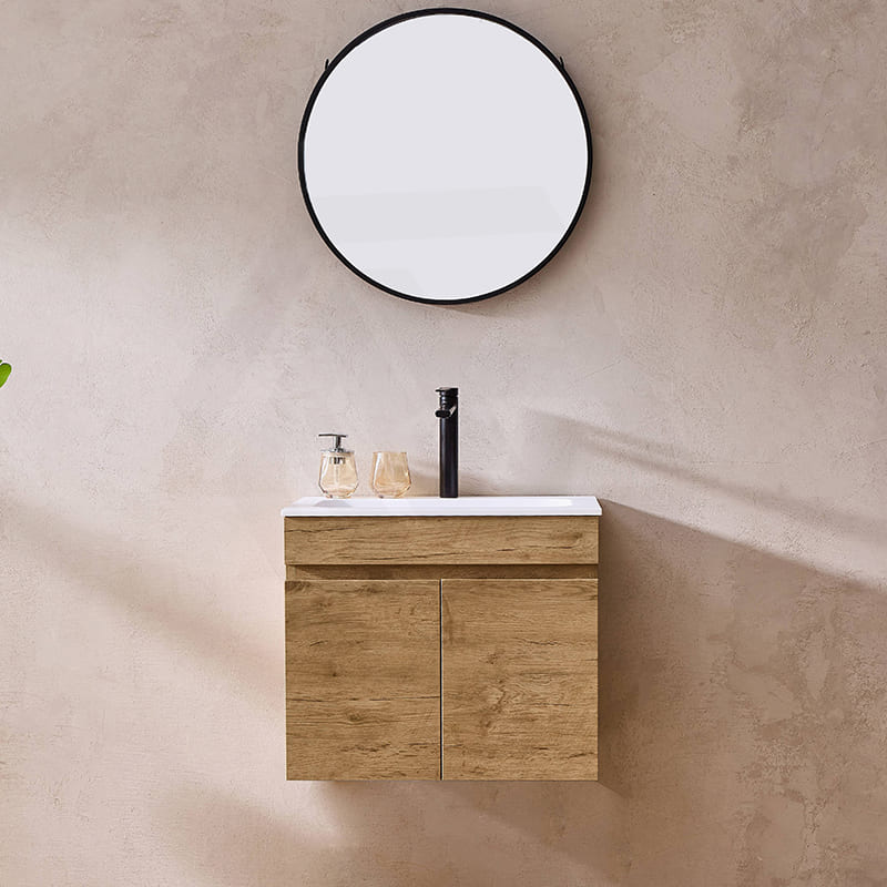 Lukka Camden Modern 600mm Wall Hung Vanity E0 MDF Wood Grain PVC Film Cabinet Variant Colour Available