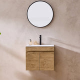 Lukka Camden Modern 600mm Wall Hung Vanity E0 MDF Wood Grain PVC Film Cabinet Variant Colour Available