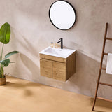 Lukka Camden Modern 600mm Wall Hung Vanity E0 MDF Wood Grain PVC Film Cabinet Variant Colour Available