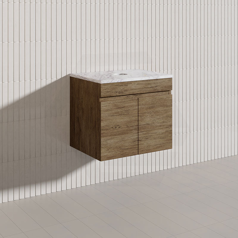 Lukka Camden Modern 600mm Wall Hung Vanity E0 MDF Wood Grain PVC Film Cabinet Variant Colour Available