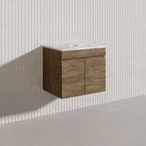 Lukka Camden Modern 600mm Wall Hung Vanity E0 MDF Wood Grain PVC Film Cabinet Variant Colour Available