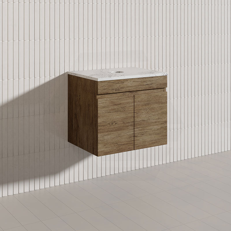 Lukka Camden Modern 600mm Wall Hung Vanity E0 MDF Wood Grain PVC Film Cabinet Variant Colour Available