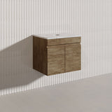 Lukka Camden Modern 600mm Wall Hung Vanity E0 MDF Wood Grain PVC Film Cabinet Variant Colour Available