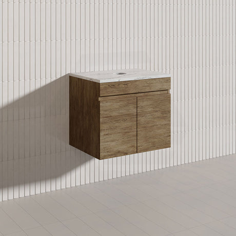 Lukka Camden Modern 600mm Wall Hung Vanity E0 MDF Wood Grain PVC Film Cabinet Variant Colour Available