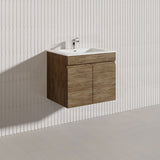 Lukka Camden Modern 600mm Wall Hung Vanity E0 MDF Wood Grain PVC Film Cabinet Variant Colour Available