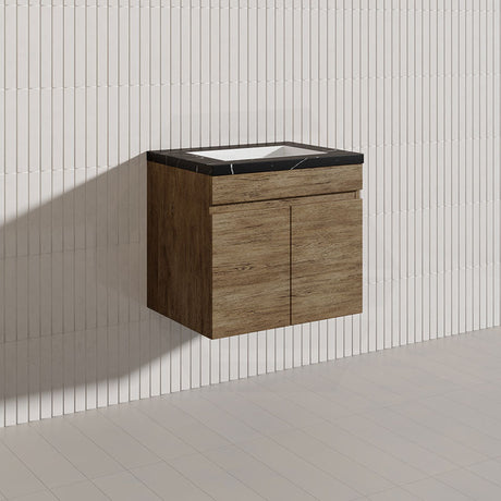 Lukka Camden Modern 600mm Wall Hung Vanity E0 MDF Wood Grain PVC Film Cabinet Variant Colour Available