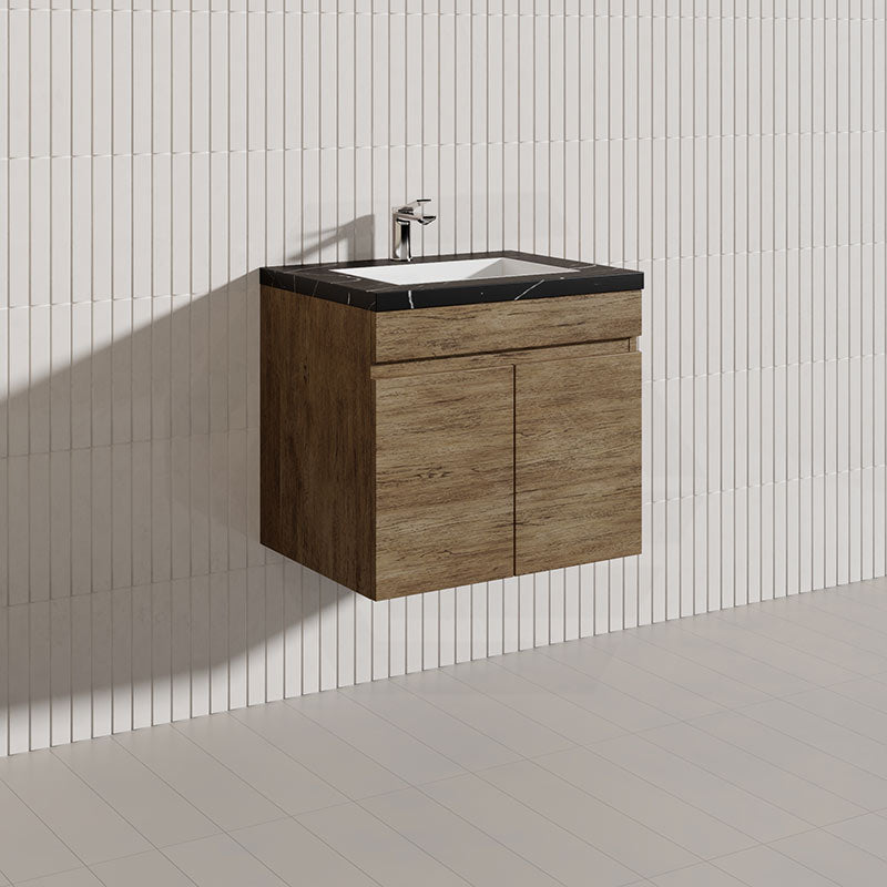 Lukka Camden Modern 600mm Wall Hung Vanity E0 MDF Wood Grain PVC Film Cabinet Variant Colour Available