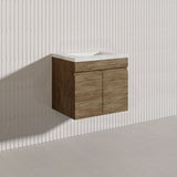 Lukka Camden Modern 600mm Wall Hung Vanity E0 MDF Wood Grain PVC Film Cabinet Variant Colour Available