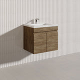 Lukka Camden Modern 600mm Wall Hung Vanity E0 MDF Wood Grain PVC Film Cabinet Variant Colour Available