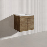 Lukka Camden Modern 600mm Wall Hung Vanity E0 MDF Wood Grain PVC Film Cabinet Variant Colour Available