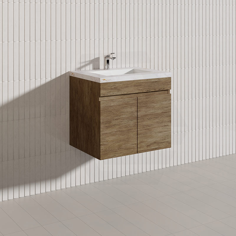 Lukka Camden Modern 600mm Wall Hung Vanity E0 MDF Wood Grain PVC Film Cabinet Variant Colour Available