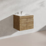 Lukka Camden Modern 600mm Wall Hung Vanity E0 MDF Wood Grain PVC Film Cabinet Variant Colour Available