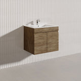 Lukka Camden Modern 600mm Wall Hung Vanity E0 MDF Wood Grain PVC Film Cabinet Variant Colour Available