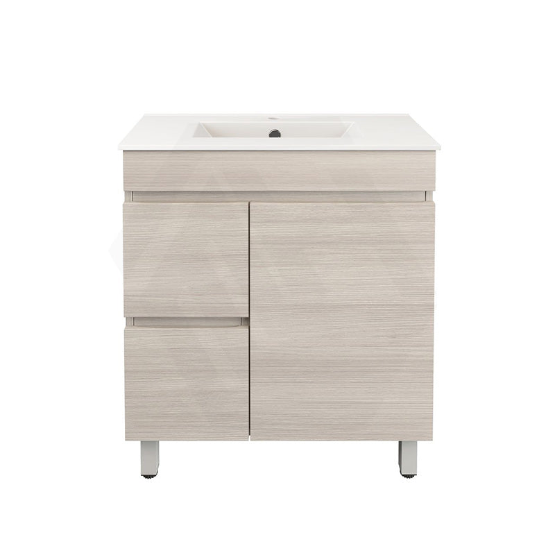 Lukka Camden Modern 750mm Narrow Freestanding Vanity E0 MDF Wood Grain PVC Film Cabinet with Left/Right Hand Drawers In Various Colours