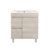 Lukka Camden Modern 750mm Narrow Freestanding Vanity E0 MDF Wood Grain PVC Film Cabinet with Left/Right Hand Drawers In Various Colours