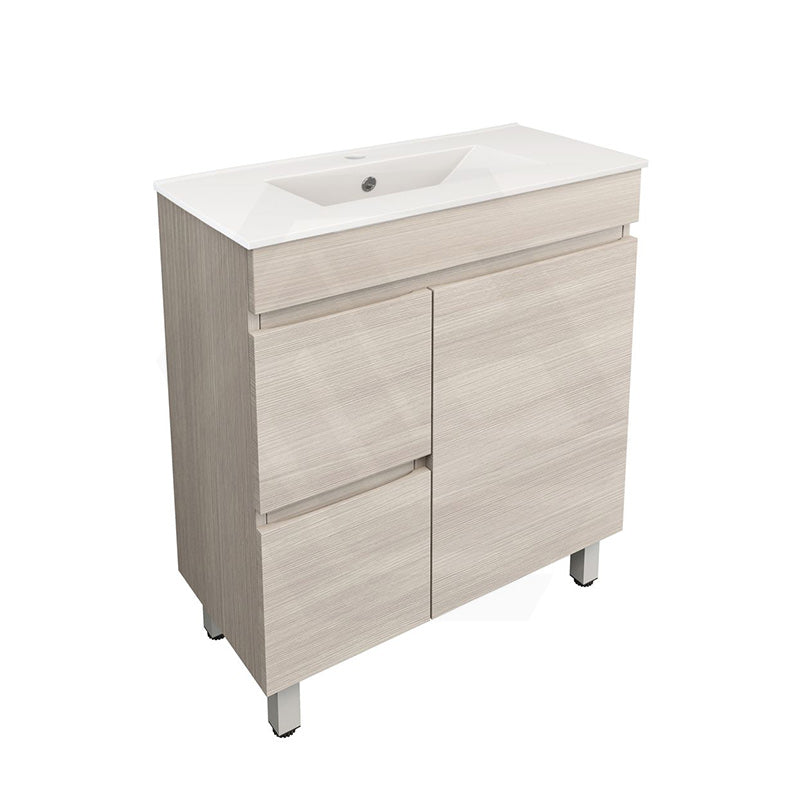 Lukka Camden Modern 750mm Narrow Freestanding Vanity E0 MDF Wood Grain PVC Film Cabinet with Left/Right Hand Drawers In Various Colours