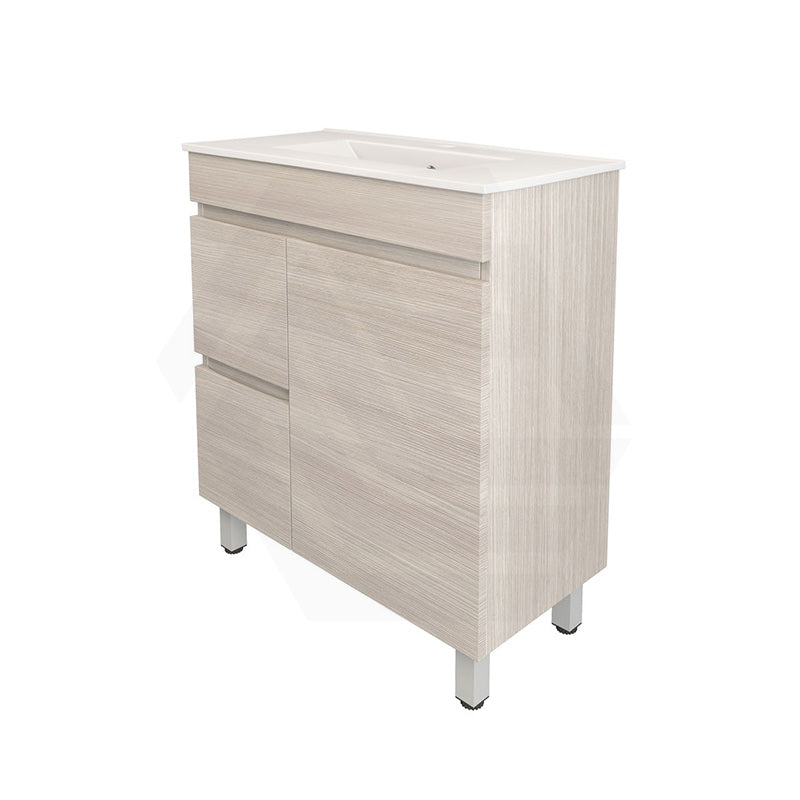 Lukka Camden Modern 750mm Narrow Freestanding Vanity E0 MDF Wood Grain PVC Film Cabinet with Left/Right Hand Drawers In Various Colours