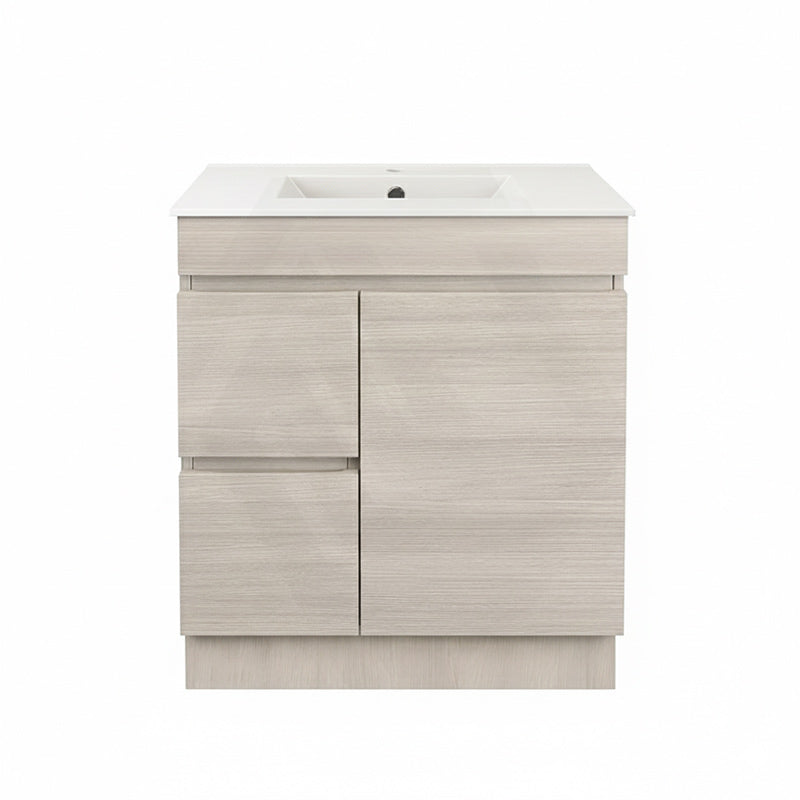 Lukka Camden Modern 750mm Narrow Freestanding Vanity E0 MDF Wood Grain PVC Film Cabinet with Left/Right Hand Drawers In Various Colours