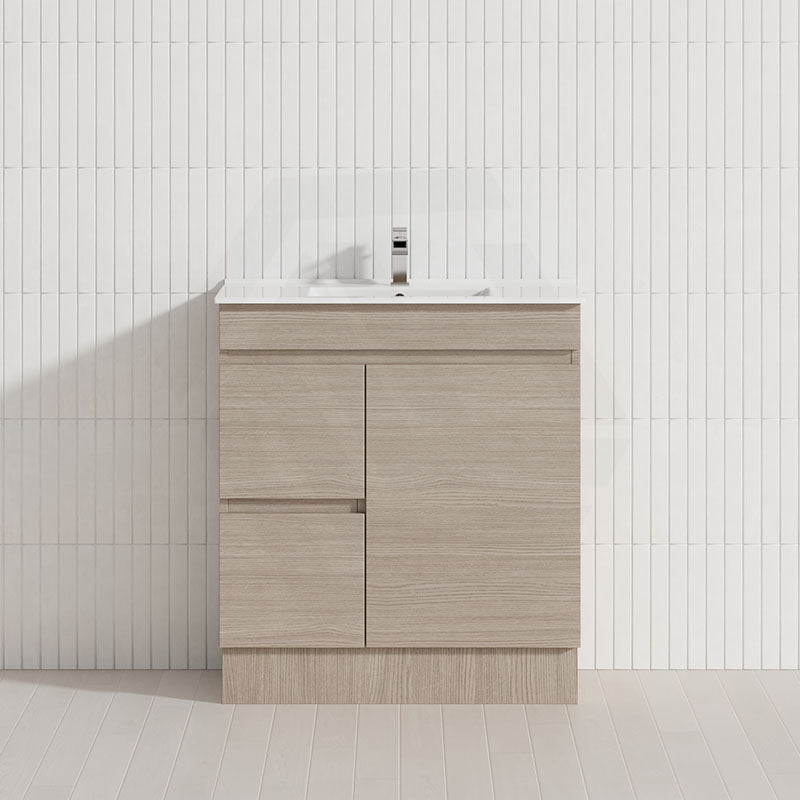 Lukka Camden Modern 750mm Narrow Freestanding Vanity E0 MDF Wood Grain PVC Film Cabinet with Left/Right Hand Drawers In Various Colours
