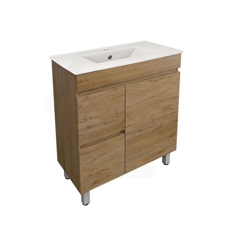 Lukka Camden Modern 750mm Narrow Freestanding Vanity E0 MDF Wood Grain PVC Film Cabinet with Left/Right Hand Drawers In Various Colours