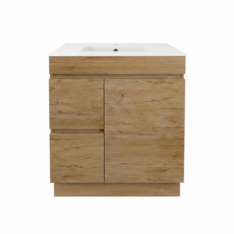 Lukka Camden Modern 750mm Narrow Freestanding Vanity E0 MDF Wood Grain PVC Film Cabinet with Left/Right Hand Drawers In Various Colours
