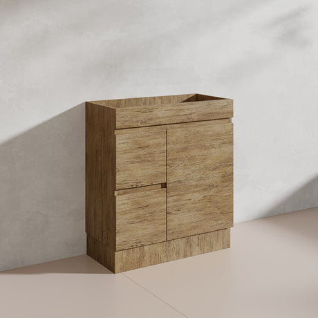 Lukka Camden Modern 750mm Narrow Freestanding Vanity E0 MDF Wood Grain PVC Film Cabinet with Left/Right Hand Drawers In Various Colours
