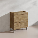 Lukka Camden Modern 750mm Narrow Freestanding Vanity E0 MDF Wood Grain PVC Film Cabinet with Left/Right Hand Drawers In Various Colours