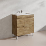 Lukka Camden Modern 750mm Narrow Freestanding Vanity E0 MDF Wood Grain PVC Film Cabinet with Left/Right Hand Drawers In Various Colours