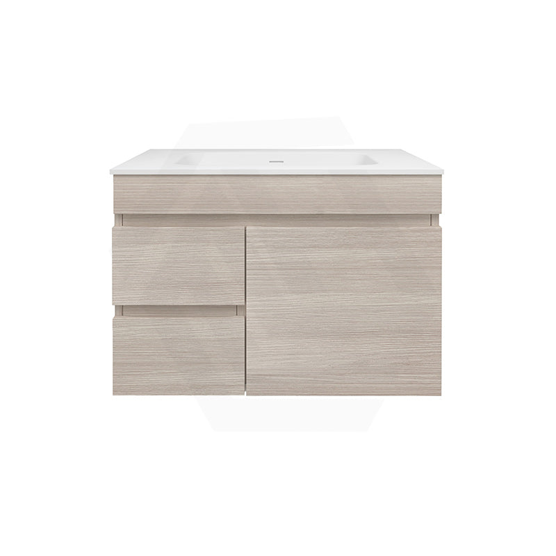 Lukka Camden Modern 750mm Narrow Wall Hung Vanity E0 MDF Wood Grain PVC Film Cabinet with Left/Right Hand Drawers Variant Colour Available