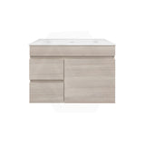 Lukka Camden Modern 750mm Narrow Wall Hung Vanity E0 MDF Wood Grain PVC Film Cabinet with Left/Right Hand Drawers Variant Colour Available