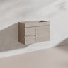 Lukka Camden Modern 750mm Narrow Wall Hung Vanity E0 MDF Wood Grain PVC Film Cabinet with Left/Right Hand Drawers Variant Colour Available