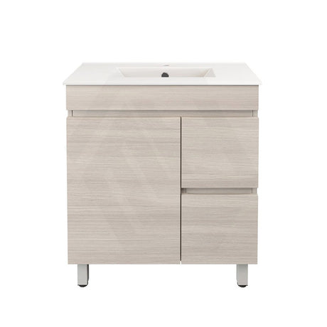 Lukka Camden Modern 750mm Narrow Freestanding Vanity E0 MDF Wood Grain PVC Film Cabinet with Left/Right Hand Drawers In Various Colours