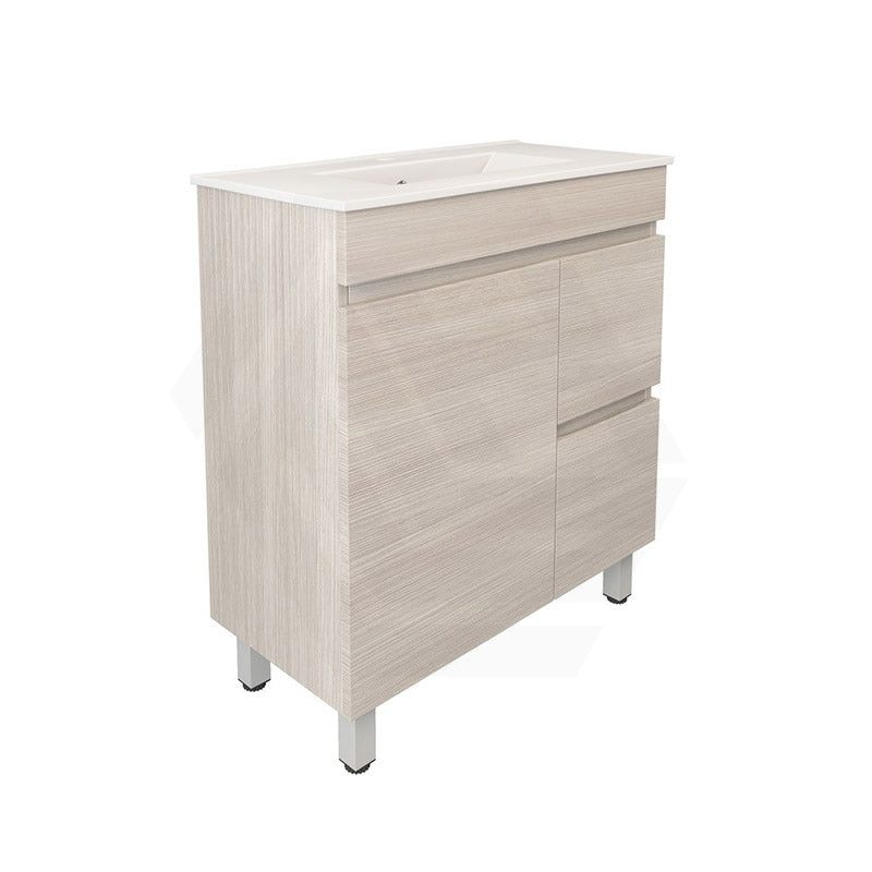 Lukka Camden Modern 750mm Narrow Freestanding Vanity E0 MDF Wood Grain PVC Film Cabinet with Left/Right Hand Drawers In Various Colours