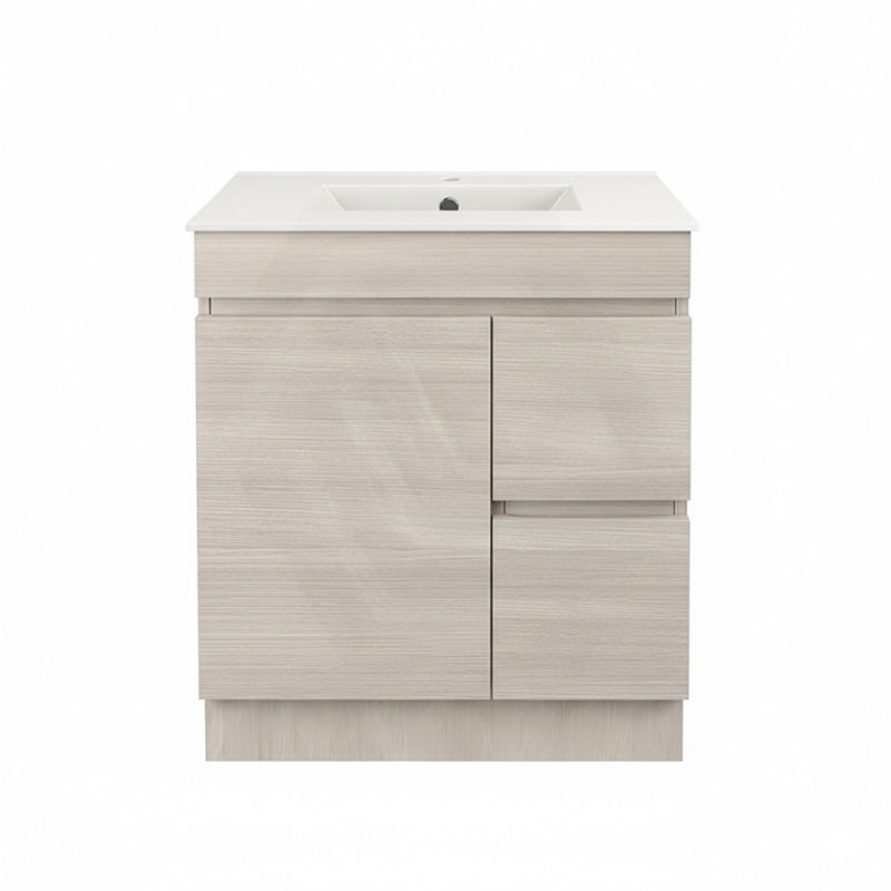 Lukka Camden Modern 750mm Narrow Freestanding Vanity E0 MDF Wood Grain PVC Film Cabinet with Left/Right Hand Drawers In Various Colours
