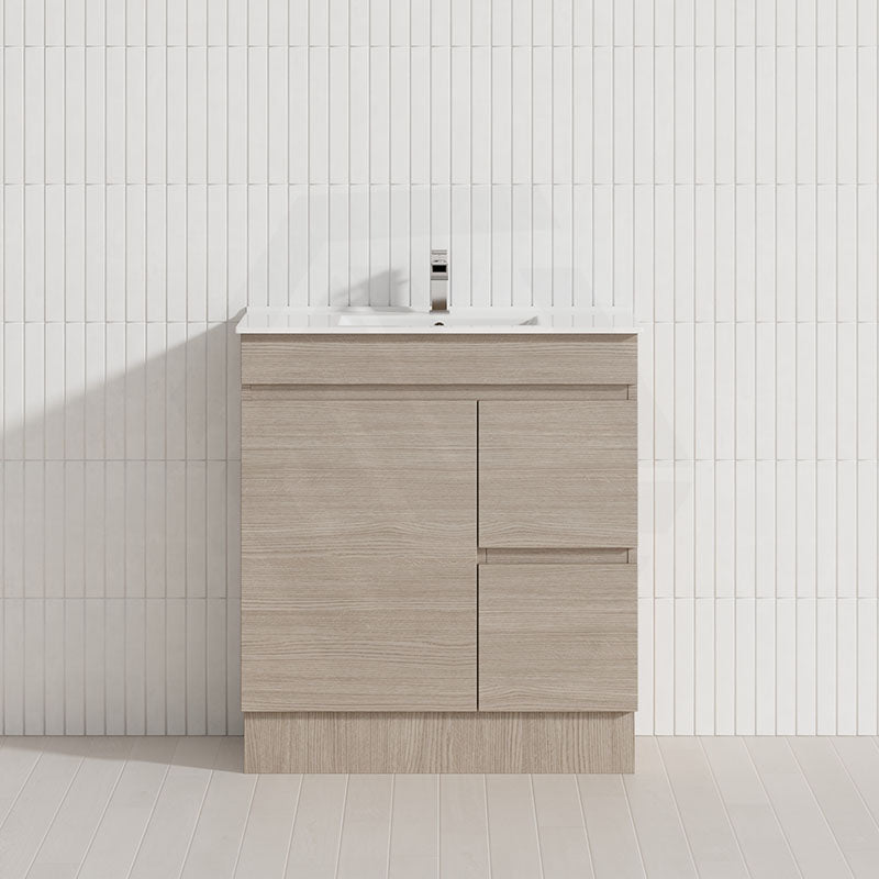 Lukka Camden Modern 750mm Narrow Freestanding Vanity E0 MDF Wood Grain PVC Film Cabinet with Left/Right Hand Drawers In Various Colours