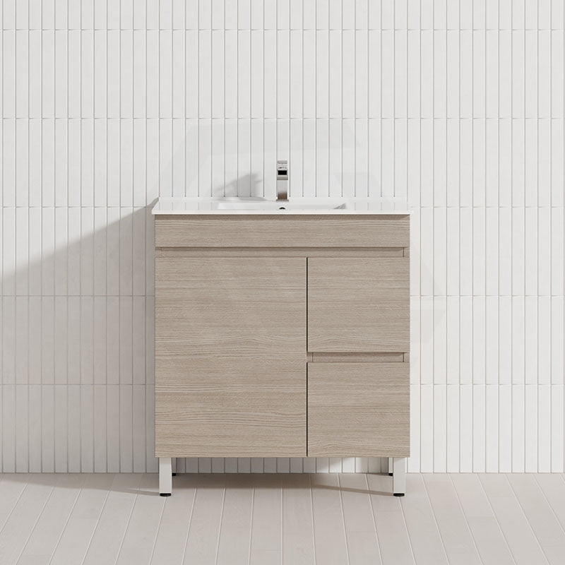 Lukka Camden Modern 750mm Narrow Freestanding Vanity E0 MDF Wood Grain PVC Film Cabinet with Left/Right Hand Drawers In Various Colours