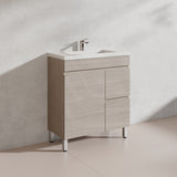 Lukka Camden Modern 750mm Narrow Freestanding Vanity E0 MDF Wood Grain PVC Film Cabinet with Left/Right Hand Drawers In Various Colours