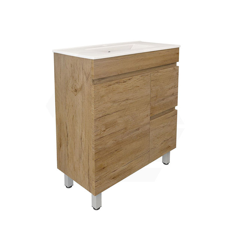 Lukka Camden Modern 750mm Narrow Freestanding Vanity E0 MDF Wood Grain PVC Film Cabinet with Left/Right Hand Drawers In Various Colours