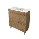 Lukka Camden Modern 750mm Narrow Freestanding Vanity E0 MDF Wood Grain PVC Film Cabinet with Left/Right Hand Drawers In Various Colours