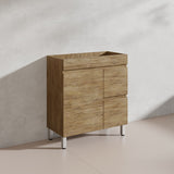 Lukka Camden Modern 750mm Narrow Freestanding Vanity E0 MDF Wood Grain PVC Film Cabinet with Left/Right Hand Drawers In Various Colours