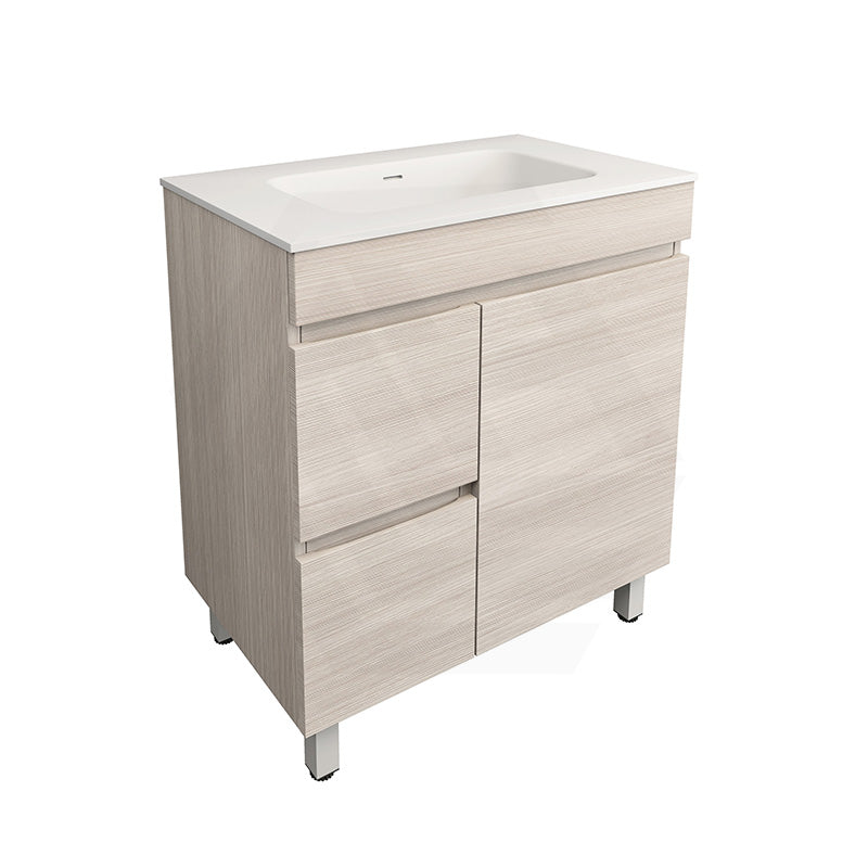 Lukka Camden Modern 750mm Freestanding Vanity E0 MDF Wood Grain PVC Film Cabinet with Left/Right Hand Drawers In Various Colours