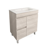 Lukka Camden Modern 750mm Freestanding Vanity E0 MDF Wood Grain PVC Film Cabinet with Left/Right Hand Drawers In Various Colours