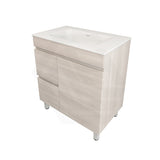 Lukka Camden Modern 750mm Freestanding Vanity E0 MDF Wood Grain PVC Film Cabinet with Left/Right Hand Drawers In Various Colours