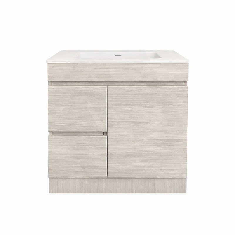 Lukka Camden Modern 750mm Freestanding Vanity E0 MDF Wood Grain PVC Film Cabinet with Left/Right Hand Drawers In Various Colours