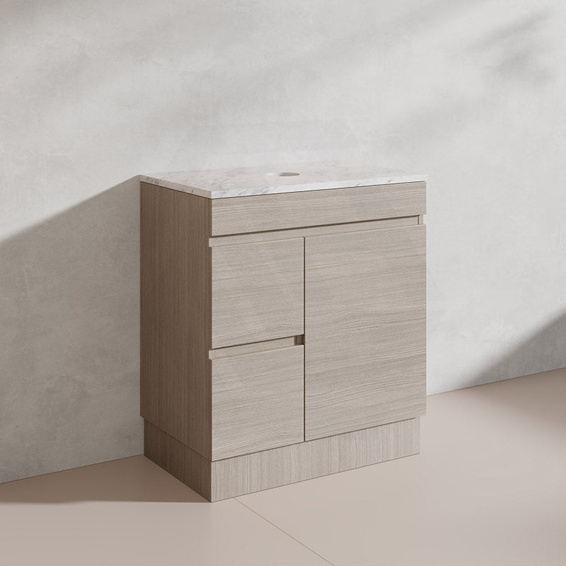 Lukka Camden Modern 750mm Freestanding Vanity E0 MDF Wood Grain PVC Film Cabinet with Left/Right Hand Drawers In Various Colours