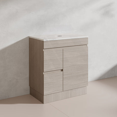 Lukka Camden Modern 750mm Freestanding Vanity E0 MDF Wood Grain PVC Film Cabinet with Left/Right Hand Drawers In Various Colours