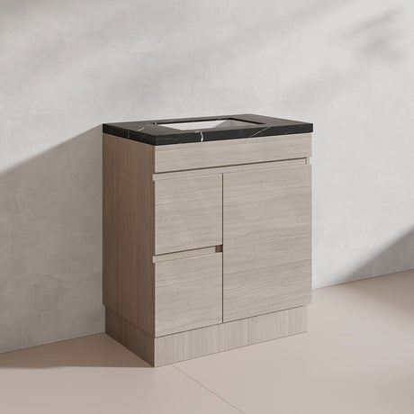 Lukka Camden Modern 750mm Freestanding Vanity E0 MDF Wood Grain PVC Film Cabinet with Left/Right Hand Drawers In Various Colours