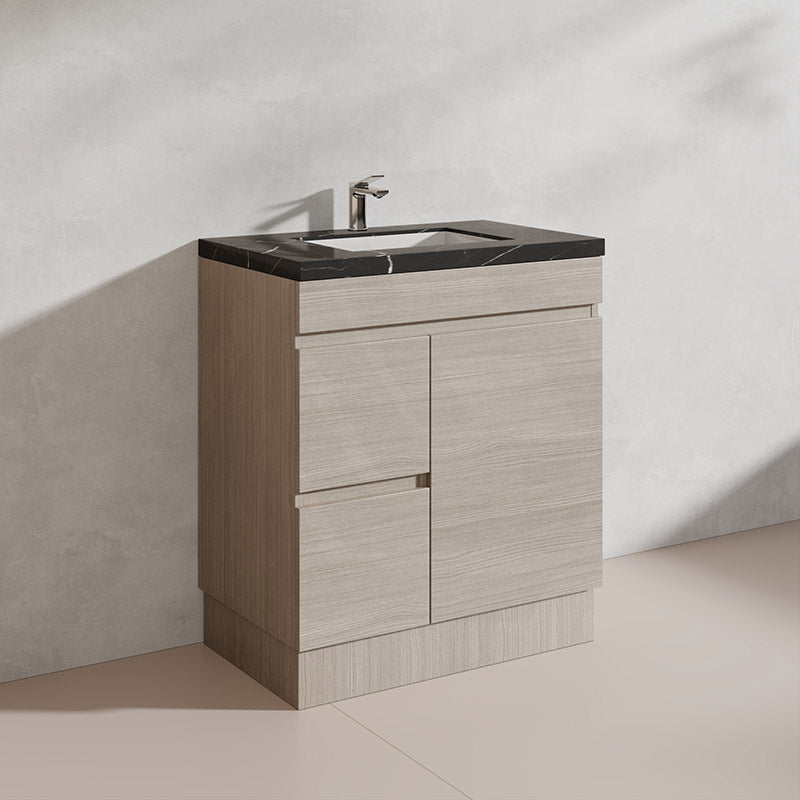 Lukka Camden Modern 750mm Freestanding Vanity E0 MDF Wood Grain PVC Film Cabinet with Left/Right Hand Drawers In Various Colours