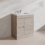 Lukka Camden Modern 750mm Freestanding Vanity E0 MDF Wood Grain PVC Film Cabinet with Left/Right Hand Drawers In Various Colours